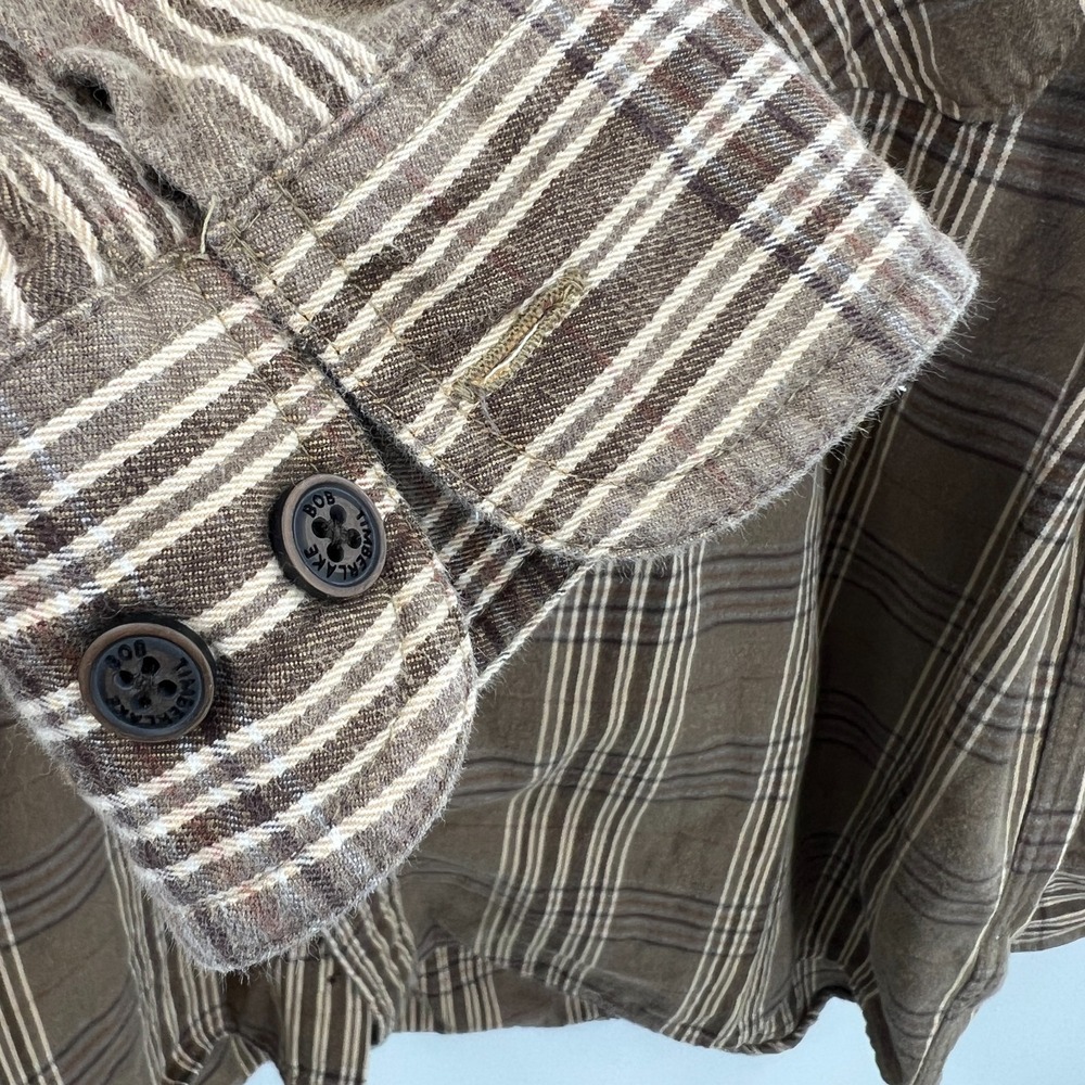Bob Timberlake heavyweight flannel shirt outdoor cabincore work brown XL - Picture 8 of 12